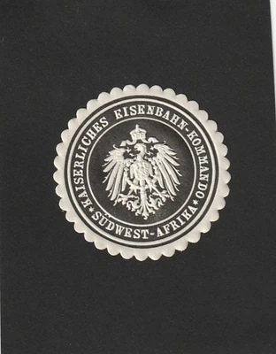 DSWA schwarze Vignette "Kaiserliches Eisenbahn-Kommando",  neu wie verausgabt - Bild 1 von 2