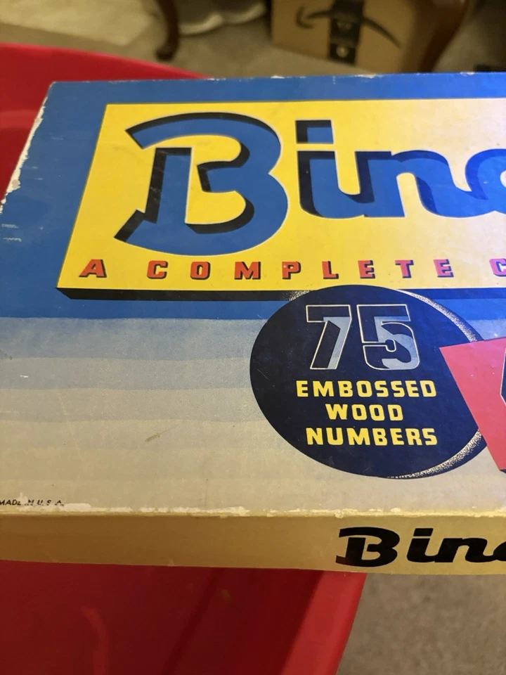 Vintage 1960 Milton Bradley BINGO Game Set Cards and Wooden Numbers - Image 2 of 4