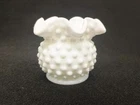 Fenton #3853 White Milk Glass Hobnail 3" Crimped Ruffled Vase 1950-70's MLKB80