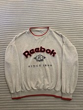 Rare 90s Reebok Diamond Logo White Embroidered Crewneck Sweatshirt Size Large