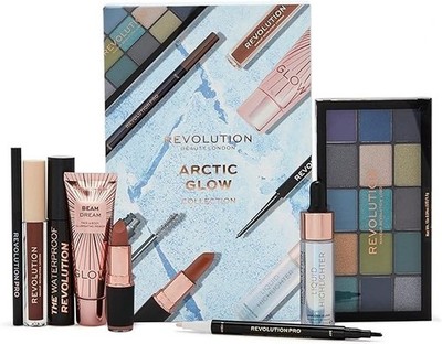 Revolution Artic Glow Make Up Kit Geschenkset Lidschatten Highlighter Lipgloss