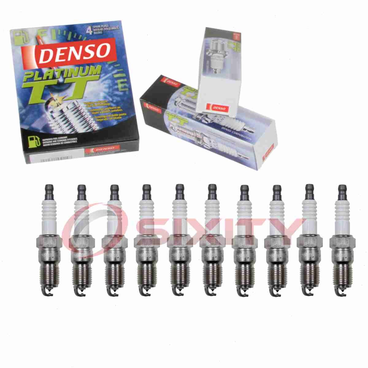 10 pc Denso Platinum TT Spark Plugs for 2003-2005 Ford E-350 Club Wagon 6.8L ws