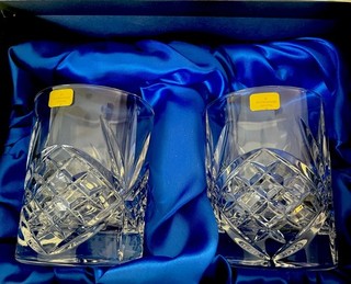 Rockingham Crystal Glasses Whisky Tumblers New Boxed