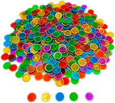300 Pieces 5 Color Magnetic Transparent Bingo Counting Chips with Metal Edge