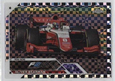 2023 Topps Chrome Formula 1 F2 Cars Checker Flag X-Fractor Oliver Bearman 1v3