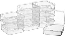 12 Pack Clear Plastic Beads Storage Containers Box with Hinged Lid for Beads and