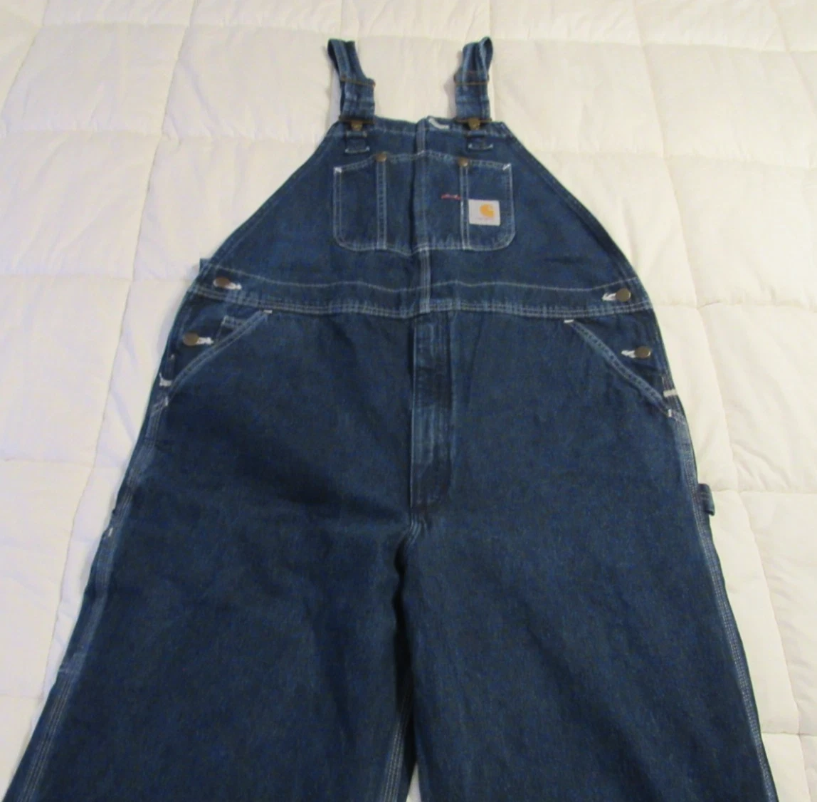 Vintage Carhartt Denim Overalls Size 42x29 R07 DST Outdoor Work Farming
