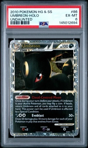2010 POKEMON HEARTGOLD & SOULSILVER UNDAUNTED #86 UMBREON-HOLO PSA 6