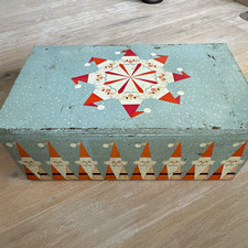Gro&szlig;e alte  Motta Blechdose Weihnachtsmotiv Weihnachtsmann/Wichtel Vintage Retro