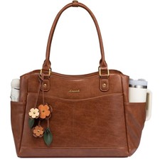 LOVEVOOK Laptop Bag for Women, Vintage Work Tote, Teacher 15.6 inch, Brown