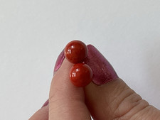 10k Gold Posts Red Coral Ball Stud Earrings