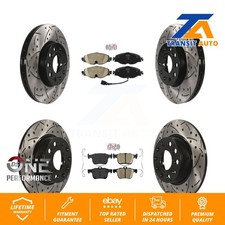 Front Rear Ceramic Pad Drilled Slot Brake Rotors Kit For Volkswagen Taos Audi A3