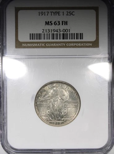 1917 Type 1 Standing Liberty Quarter NGC MS63FH FULL HEAD