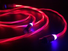 Red Flowing LED Charging Cables with Disconnect Magnetic Tips for Phones & More!