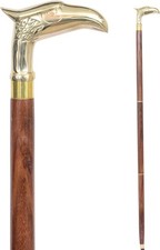 Brown Wooden Walking Cane with Brass Eagle Head Handle   36 Inch