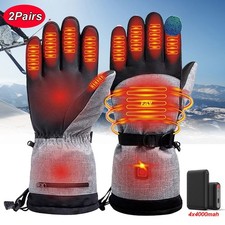 2xHeated Gloves Electric Rechargeable Battery Hand Warm Windproof Thermal Winter