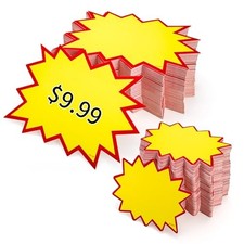 400 Pieces Star Shaped Burst Signs, Blank Neon Sale Sign Tags for Retail,