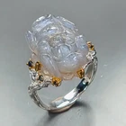 Handmade 14 ct+ Natural Labradorite Ring 925 Sterling Silver Size 8 /R472608