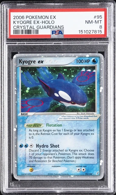 2006 POKEMON EX CRYSTAL GUARDIANS #95 KYOGRE EX-HOLO PSA 8