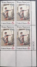 SCOTT#: 1470 - TOM SAWYER 8¢ 1972 BPE PERF 11 PLATE BLOCK OF FOUR MNH - LOT 3
