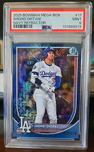 🔥 2025 Bowman Mega Box Shohei Ohtani Navy Refractor /175 PSA 9 Color Match 💥