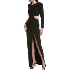 Likely Black Maxi Dress Long Sleeve Chain Cutout Slit Formal Size 2