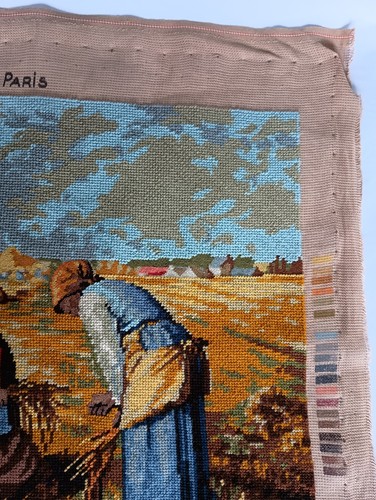 VTG Royal Paris Needle Point Canvas The Gleaners Jean-Francois Millet Completed - Picture 5 of 17