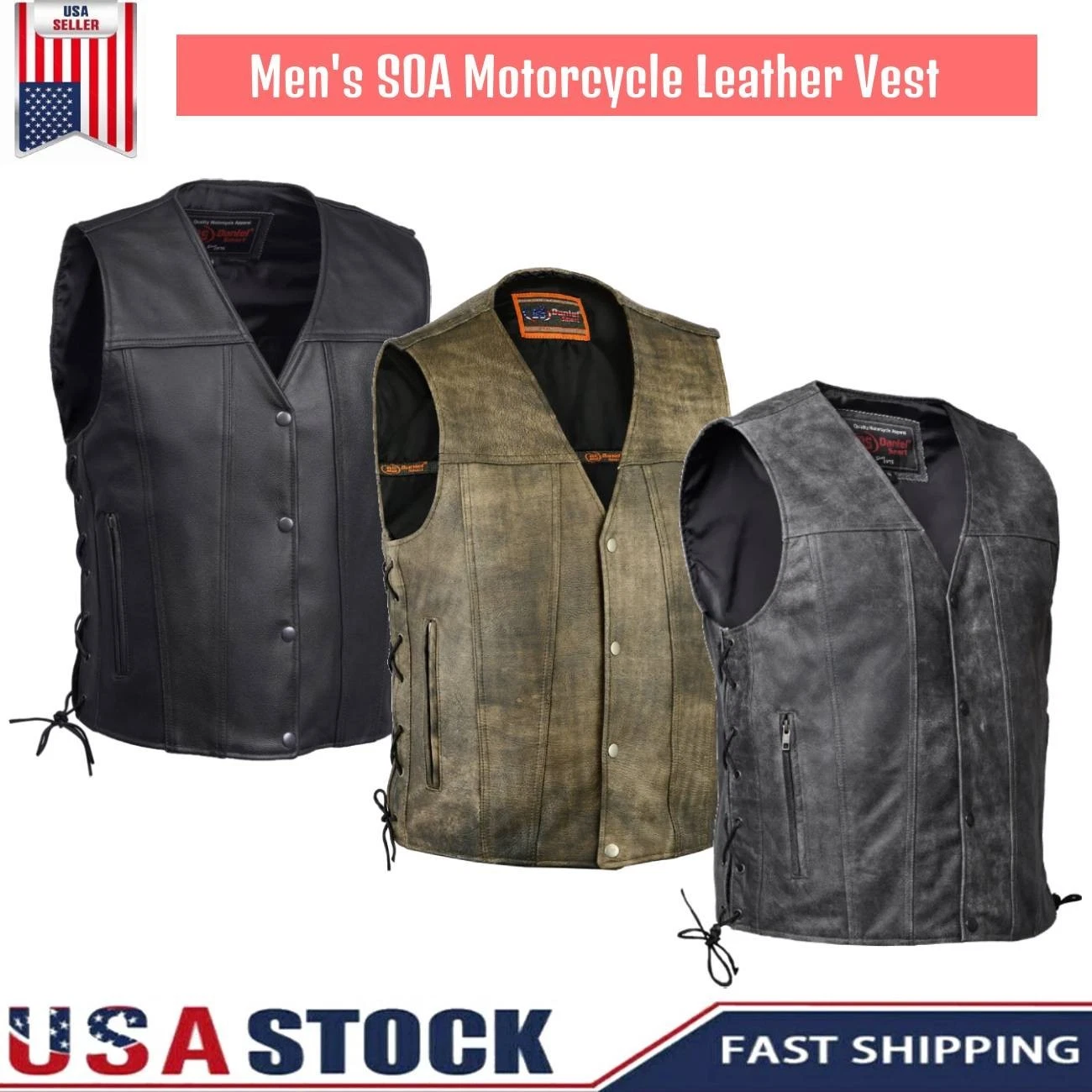 Men's SOA Collarless Leather Vest Motorcycle Biker Club Concealed Carry Outlaws
Opens in a new windo