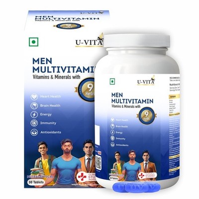 U-VITA Men Multivitamin | 38 Essential Vitamins, Minerals (30 Veg Tablets)