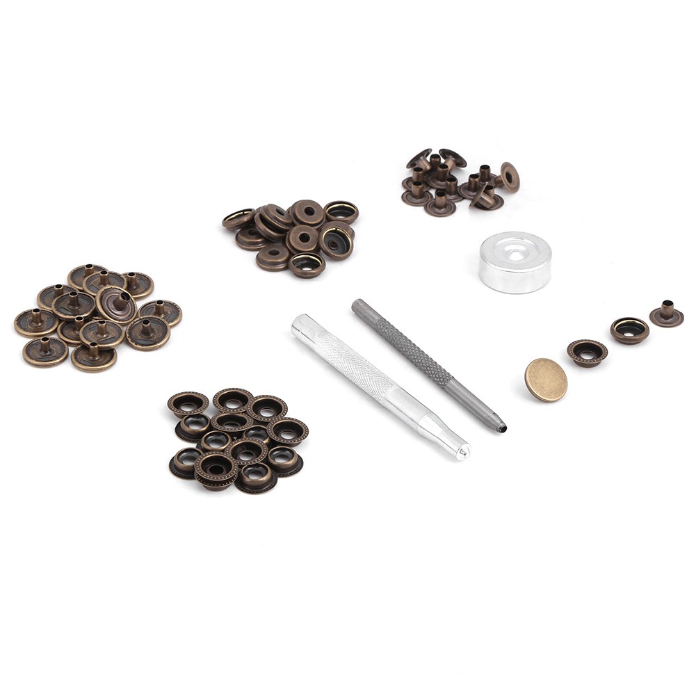 (bronze 3pcs Tool)Metal Press Stud Snap Button Fastener For Leather Clothes