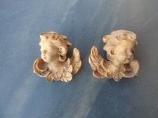 2 Engelsköpfe, Putten, Holz, geschnitzt, natur nicht bemalt