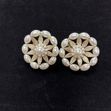 Vintage Vendom Signed Clip On Earrings with Faux Pearls Gold Tone