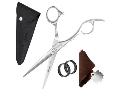 FAGACI 440C STAINLESS STEEL 6IN SMOOTH MOTION LEFT HANDED HAIR CUTTING SCISSORS