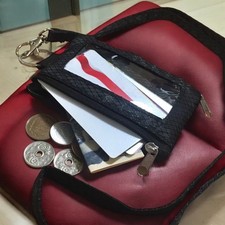 Mini wallet card case coin holder key case men's ladies water resistant black