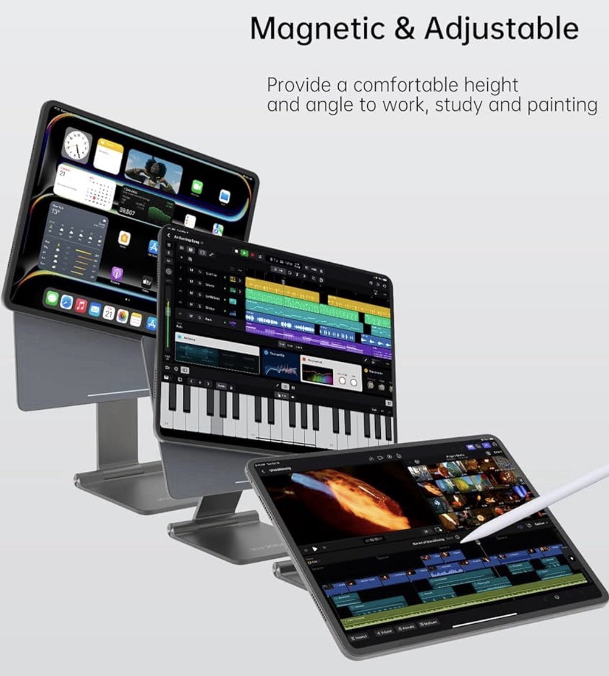 Magnetic Adjustable iPad Stand Holder iPad Pro 2.9"/11", 360° Rotation Aluminum