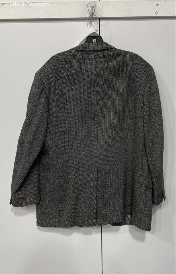 Cricketeer Frederick & Nelson Mens Gray Herringbone Pure Wool Suit Jacket - Image 2 of 4