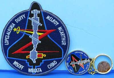 NASA PATCH & KEYCHAIN vtg STS-92 Space Shuttle DISCOVERY Wisoff Wakata Chiao