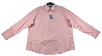 Club Room Dress Shirt Mens size XL Red White Checks 17-17.5 Long Sleeve New