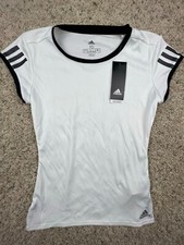 NWT Adidas Climalite White Black Women  s T-shirt New Size XS Polyester Active