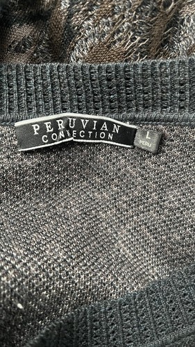 Maxi Vestido Peruvian Connection Talla L Gris Tejido Floral 100% Algodón Pima - Imagen 7 de 9