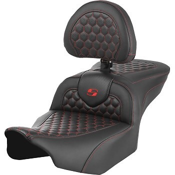 SADDLEMEN 823-07-189B4 Honeycomb Roadsofa Seat- Red Stitch - FLTR/FLHX '23-'24