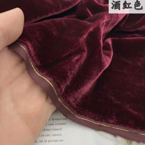 2022 High-Grade Real Mulberry Silk Cloth Solid Color Gold Velvet Fabric 140 Wide - Image 2 of 4
