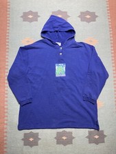 Vintage 90s pullover hoodie tree forest nature cotton button made in USA XL