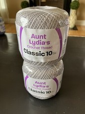 Aunt Lydia's Classic Cotton Crochet Thread Size 10 Lot Of 2 Silver NIP