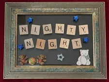 Jewelry Art Picture Collage Nighty Night Teddy Bears Baby Nursery Handmade