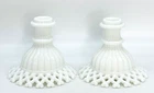 Vintage Westmoreland 1950s Milk Glass Lattice Candlesticks Set