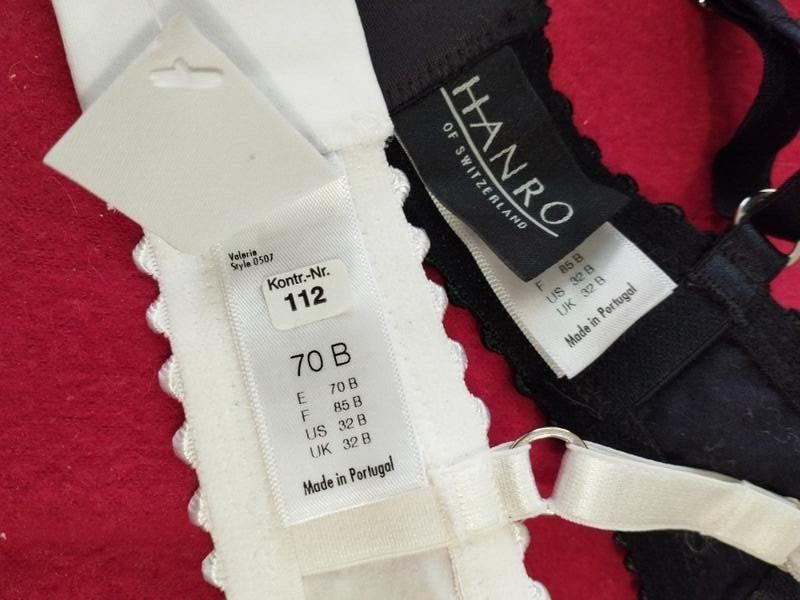 Hanro luxury bra set black and white cotton Bland underwire soft cup Size 32 B