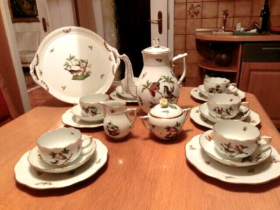 HEREND RO Rothschild, 22 teilig, Kaffeeservice 6 Pers. mit Servier-Tortenplatte 