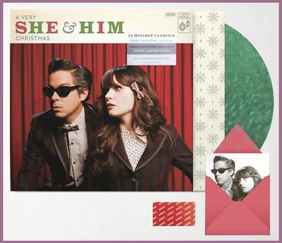 SHE & HIM A Very Christmas LP on GREEN/SILVER VINYL New SEALED Zooey Deschanel