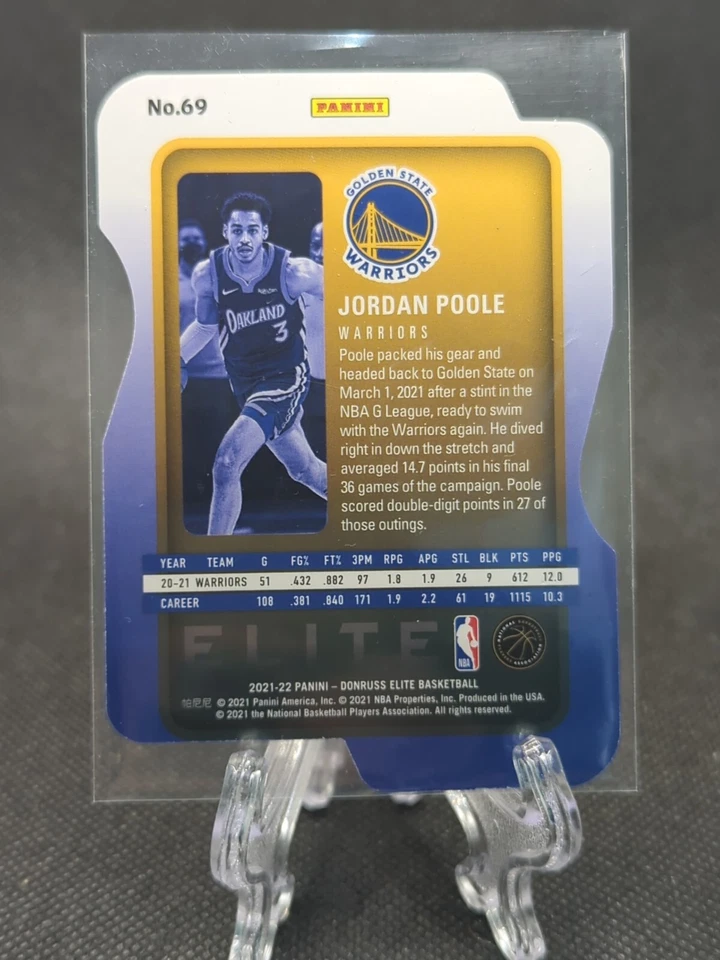 2021-22 Donruss Elite Jordan Poole Aspirations Red Die-Cut /97 Golden State - Image 2 of 2